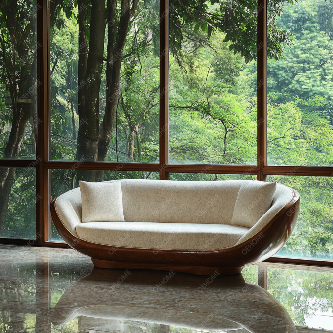 Un canapé moderne personnalisable avec un salon simple, des jambes en bois et un coin pour créer une atmosphère relaxante. 6