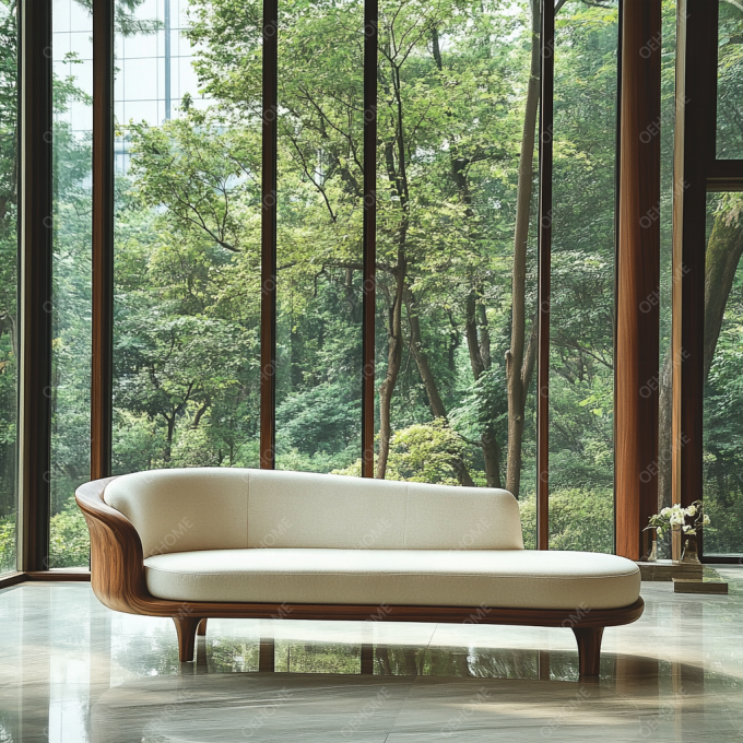 Un canapé moderne personnalisable avec un salon simple, des jambes en bois et un coin pour créer une atmosphère relaxante. 7