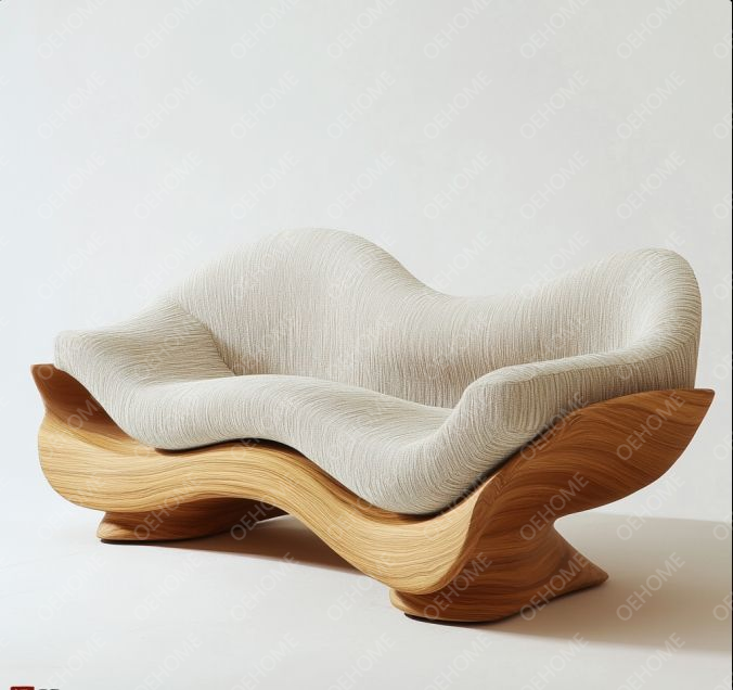 Meubles de jardin incurvés salon canapé en bois avec design moderne et options personnalisables 3