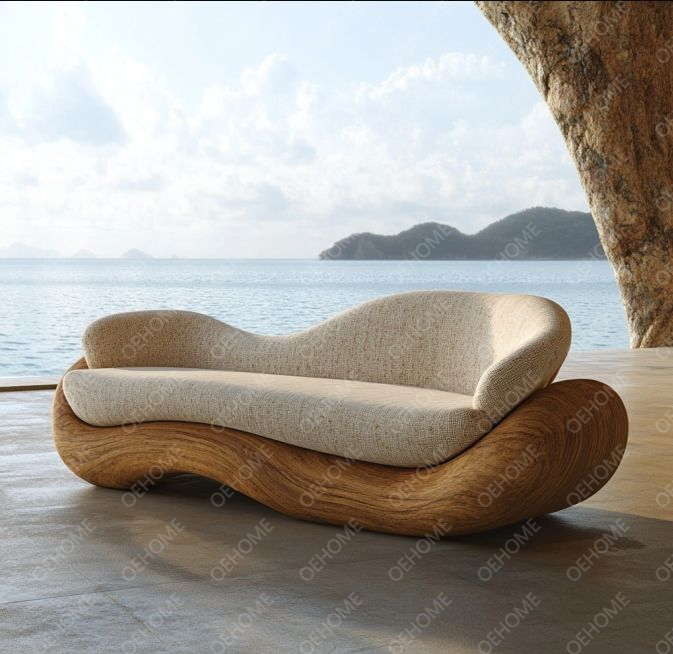 Meubles de jardin incurvés salon canapé en bois avec design moderne et options personnalisables 4