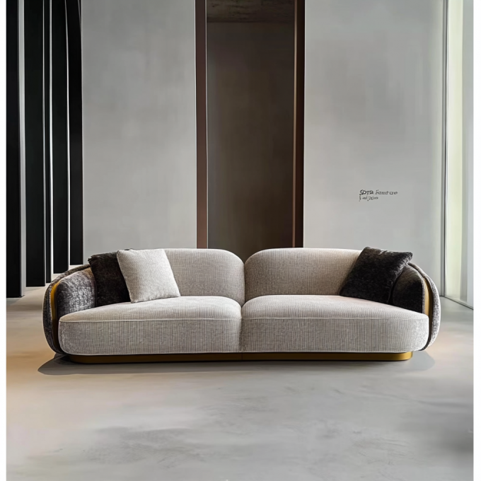 Le canapé en bois de luxe minimaliste moderne est un ensemble de demi-cercle de designers, un canapé rond et courbé pour la salle à manger, un atelier de vie. 2