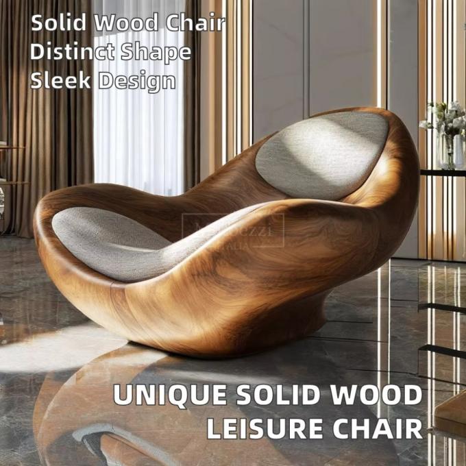 Matériau de la couverture : Fauteuil inclinable minimaliste moderne, chaise de loisirs en bois massif de forme unique pour la maison, l'hôtel, le bureau, le bar 1