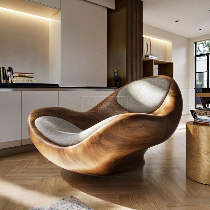 Matériau de la couverture : Fauteuil inclinable minimaliste moderne, chaise de loisirs en bois massif de forme unique pour la maison, l'hôtel, le bureau, le bar 2