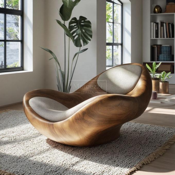 Matériau de la couverture : Fauteuil inclinable minimaliste moderne, chaise de loisirs en bois massif de forme unique pour la maison, l'hôtel, le bureau, le bar 3