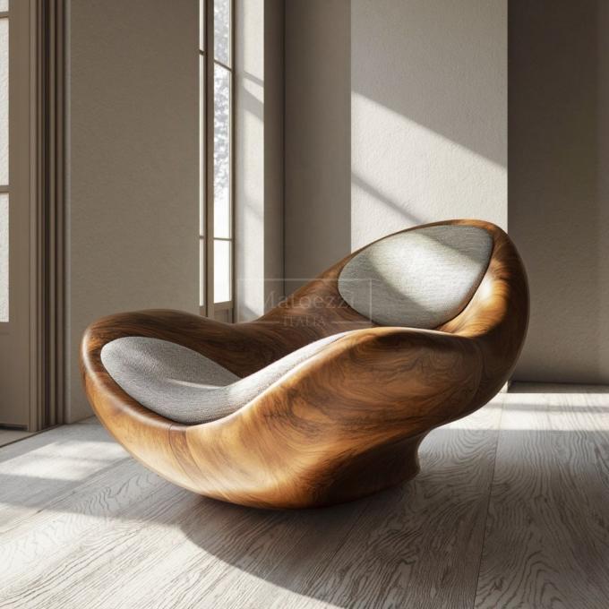 Matériau de la couverture : Fauteuil inclinable minimaliste moderne, chaise de loisirs en bois massif de forme unique pour la maison, l'hôtel, le bureau, le bar 4