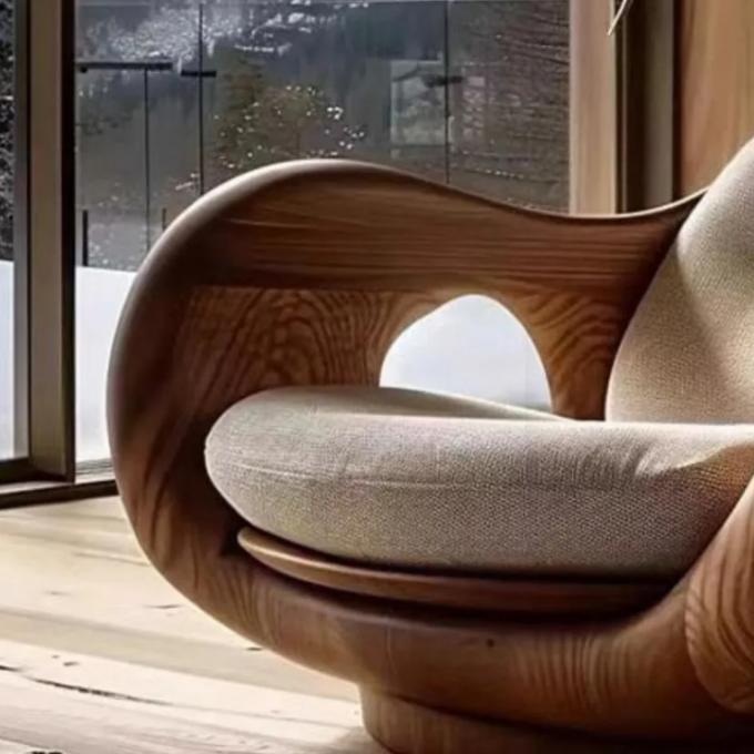 Fauteuil inclinable d'hôtel de type 1 en bois massif de style italien, canapé individuel créatif convertible, design de cabine de première classe en bois de grume 5