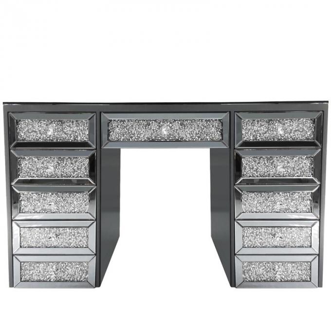 Table de Maquillage Moderne en Chêne avec Miroir Lumineux, Coiffeuse et Rangement 3