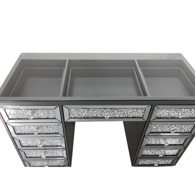 Table de Maquillage Moderne en Chêne avec Miroir Lumineux, Coiffeuse et Rangement 4