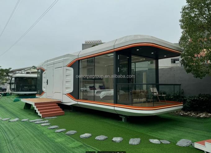 Maison préfabriquée Hôtel de luxe Villa modulaire 2 chambres Maison préfabriquée Espace de construction préfabriqué Capsule Cabines préfabriquées 18