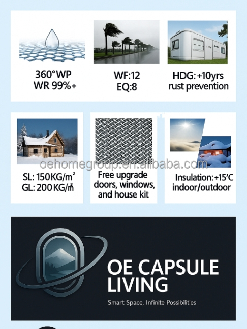 Maison préfabriquée Hôtel de luxe Villa modulaire 2 chambres Maison préfabriquée Espace de construction préfabriqué Capsule Cabines préfabriquées 28