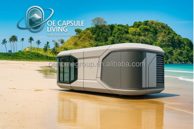Maison préfabriquée Hôtel de luxe Villa modulaire 2 chambres Maison préfabriquée Espace de construction préfabriqué Capsule Cabines préfabriquées 6