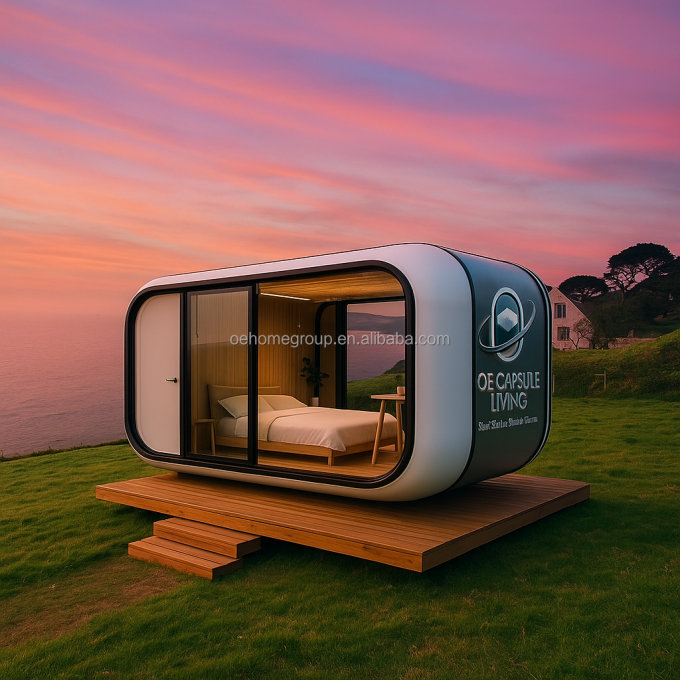Modulaire 7 de luxe préfabriqué en acier intelligent petite capsule spatiale maison chambre capsule préfabriquée hôtel maison capsule extérieur 4