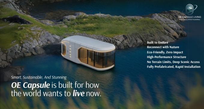 Chambre à coucher de luxe salon moderne préfabriqué intelligent petite capsule d'espace mobile conteneur modulaire Capsule House Hôtel 0