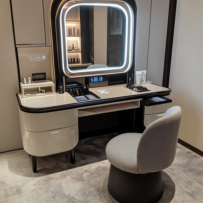 Meubles intelligents modernes simples multifonctionnels table de rechange de princesse armoire de côté vanité avec miroir chaise table intelligente 4