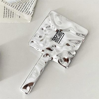 Tous les jours personnalisé Manche miroir à main Logo personnalisé Petit miroir de maquillage en argent