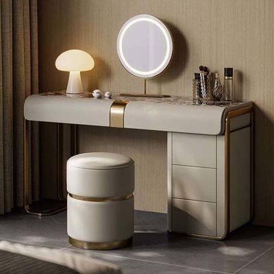 Table à manger maquillage ensemble de miroirs avec des lumières pour la chambre à coucher et des vanités tiroirs de bureau
