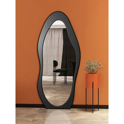 Plancher debout Grand arc éclairé Miroir de longueur totale du corps avec des lumières LED en argent