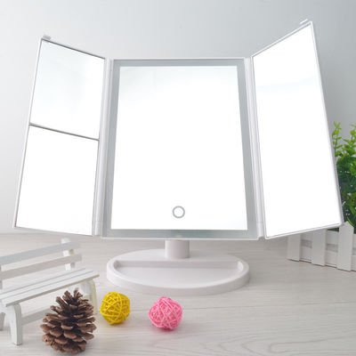 Écran tactile LED Trifold Vanity Mirror 10x éclairé Folding Travel Mirror