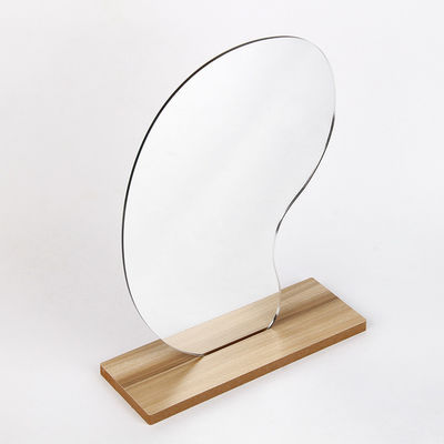 Maquillage courbé portable éclairé miroir bois pour la vanité