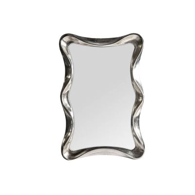 Maquillage mural en forme de vague miroir grossissant salle de bains en argent