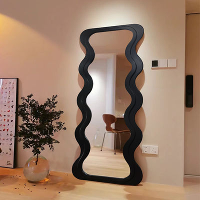 OEM plancher ondulé miroir debout noir cadre en bois orné
