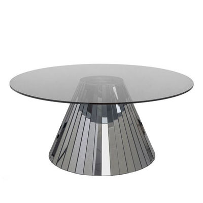 Table à café en verre moderne avec miroir pour salon contemporain 64x64