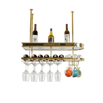 Barre acrylique or porte-verre de vin rayonnages de stockage cadre en acier inoxydable