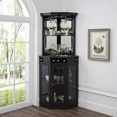 Cabinet à bar moderne, étagère à vin, comptoir en bois