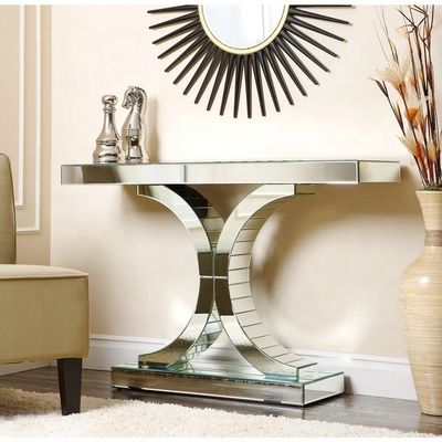 Accent Crystal Mirrored Console Table Meubles d'entrée d'hôtel