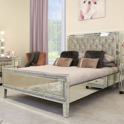 Ensembles de meubles de chambre à coucher en verre miroir en bois MDF