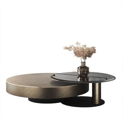 80X32 en acier inoxydable cercle rond verre haut table basse en or noir