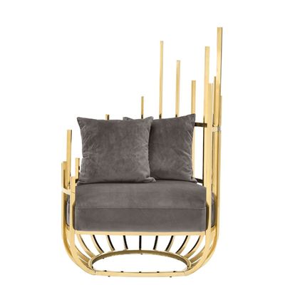 Eichholtz Santorini Velours canapé simple fauteuil avec cadre en acier inoxydable et jambes