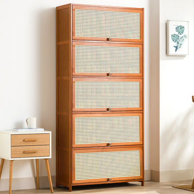 Cabinet de rangement de chaussures en bois en bambou