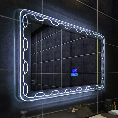 Rectangle de grossissement maquillage éclairé miroir mur montée bleu éclairage