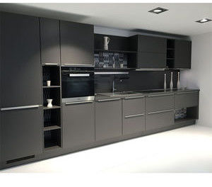 Armoires de cuisine modulaires à haute brillance finition acrylique assemblées