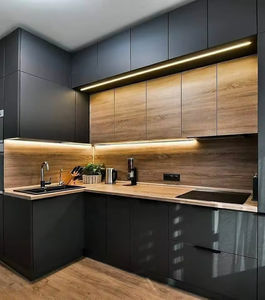 Cuisine de coin Armoires en MDF Pantry Blanc Noir Modulaire