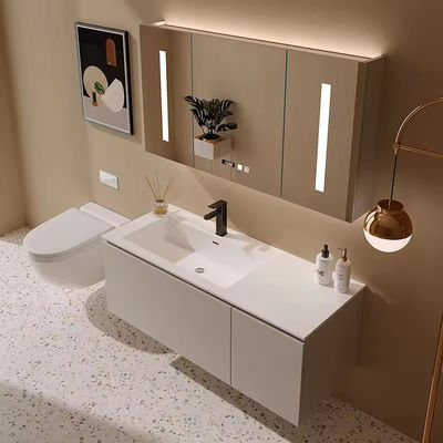 OEM maquillage mur suspendu évier vanité miroir LED avec bassin de résine
