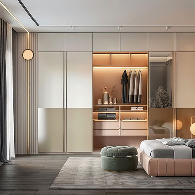 Couleur personnalisée Vêtements modernes Armoire en bois massif Construire un placard pour la maison Meubles économiques