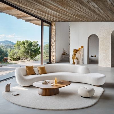 Pas de canapé sectionnel gonflable de design moderne avec style d'angle et tissu de velours modulaire incurvé