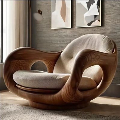 Fauteuil inclinable d'hôtel de type 1 en bois massif de style italien, canapé individuel créatif convertible, design de cabine de première classe en bois de grume