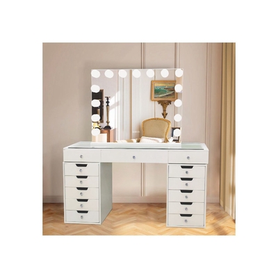 Écran tactile cadre métallique 15 ampoules maquillage miroir avec des lumières Led miroir de vanité