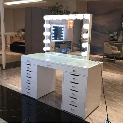 Miroir de Maquillage avec Lumières Miroir Cosmétique avec 15 Ampoules LED Dimmables