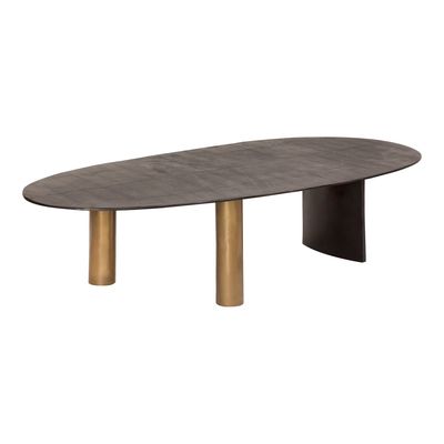 Modern Metal Top glass Ovale Table à café brun avec des jambes en acier inoxydable