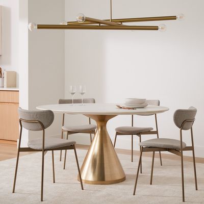 Tableau de piédestal d'or en acier marbre pour salon de café