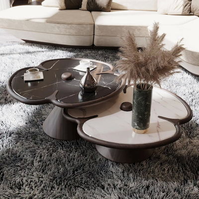 Table centrale en marbre rond en bois pour le salon