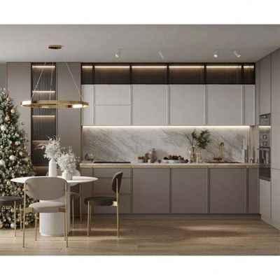 Armoires de cuisine assemblées modulaires en acrylique Carcasse de mélamine
