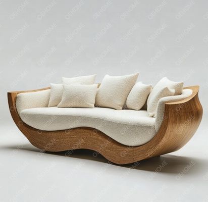 Meubles de jardin incurvés salon canapé en bois avec design moderne et options personnalisables