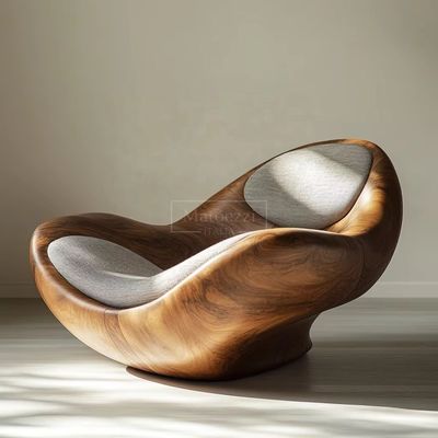 Matériau de la couverture : Fauteuil inclinable minimaliste moderne, chaise de loisirs en bois massif de forme unique pour la maison, l'hôtel, le bureau, le bar