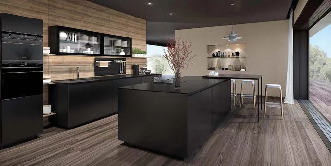 ISO9001 Solution d'assemblage des armoires de cuisine préfabriquées en bois moderne 0