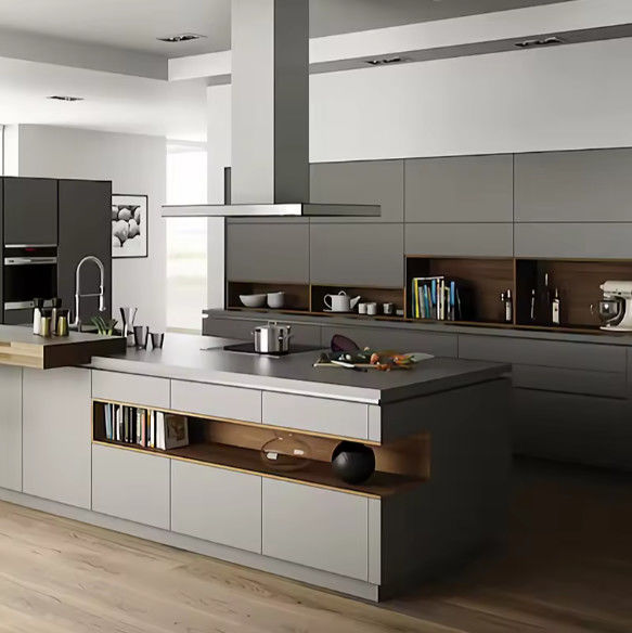 Armoires murales modulaires en bois massif Armoires de cuisine modulaires Armoires de garde-manger Finition laque 0